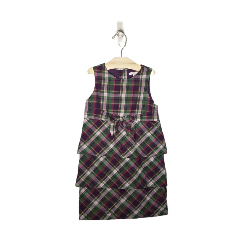 Janie and Jack 4T Toddler Girl Sleeveless Plaid Tiered Bow Dress
